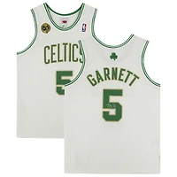 Maillot authentique autographié par Kevin Garnett White Boston Celtics Mitchell & Ness 2008-09