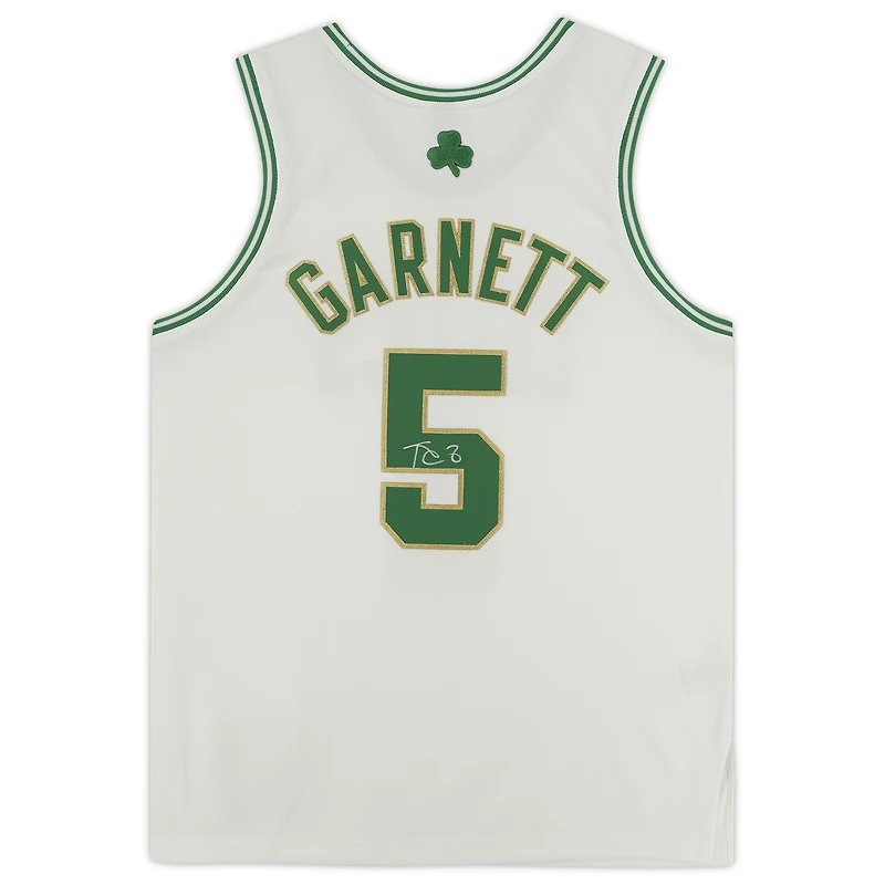 Maillot authentique autographié par Kevin Garnett White Boston Celtics Mitchell & Ness 2008-09