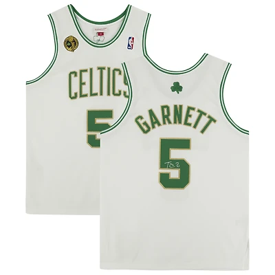 Maillot authentique autographié par Kevin Garnett White Boston Celtics Mitchell & Ness 2008-09