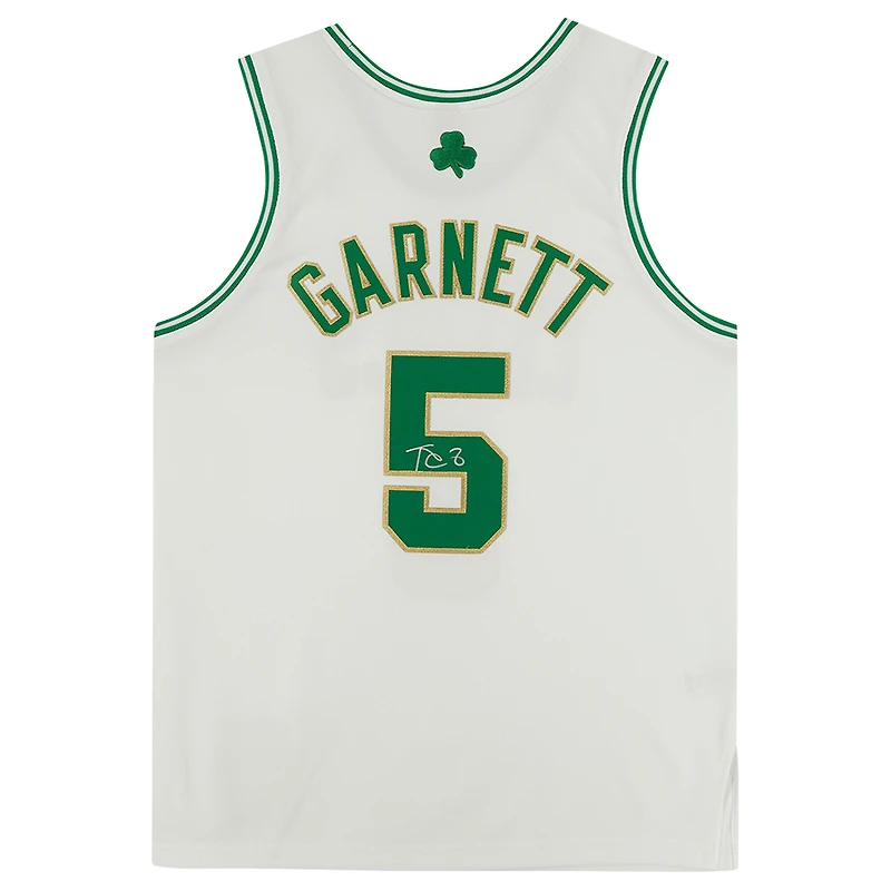 Maillot authentique autographié par Kevin Garnett White Boston Celtics Mitchell & Ness 2008-09