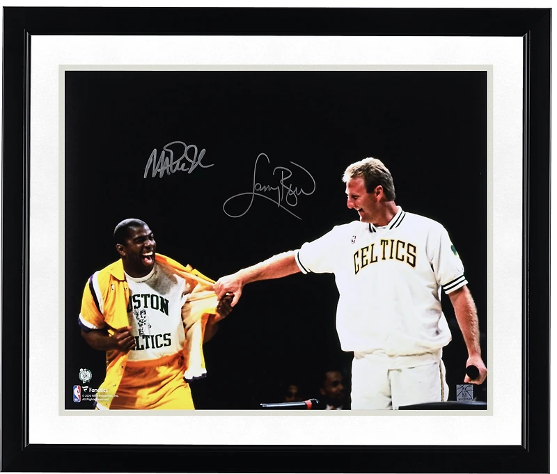 Larry Bird & Magic Johnson Autographed 16" x 20" Laughing Photograph