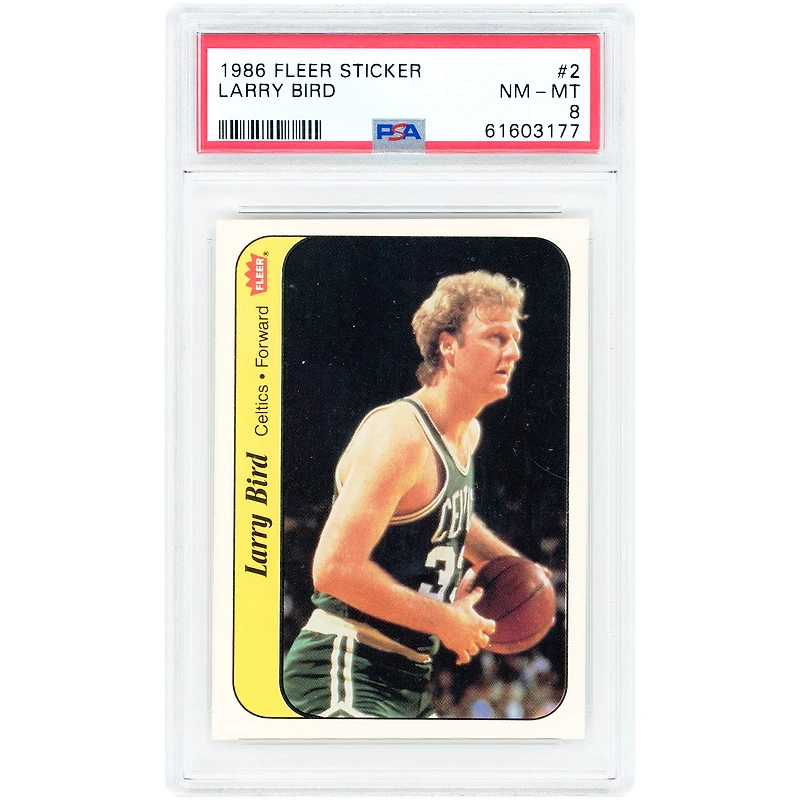 Larry Bird Boston Celtics 1986-87 Fleer Sticker #2 PSA Authenticated 8 Card