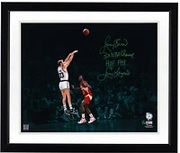Larry Bird Boston Celtics Autographed 16" x 20" Shot Over Wilkins Green Spotlight Photograph with Multiple Inscriptions - Limited Edition of 33