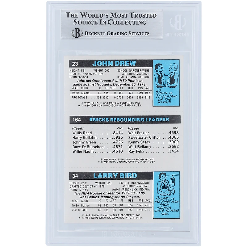 Carte de recrue authentifiée avec plusieurs inscriptions signée par Larry Bird Boston Celtics 1980-81 Topps #94 #/33 Beckett Fanatics