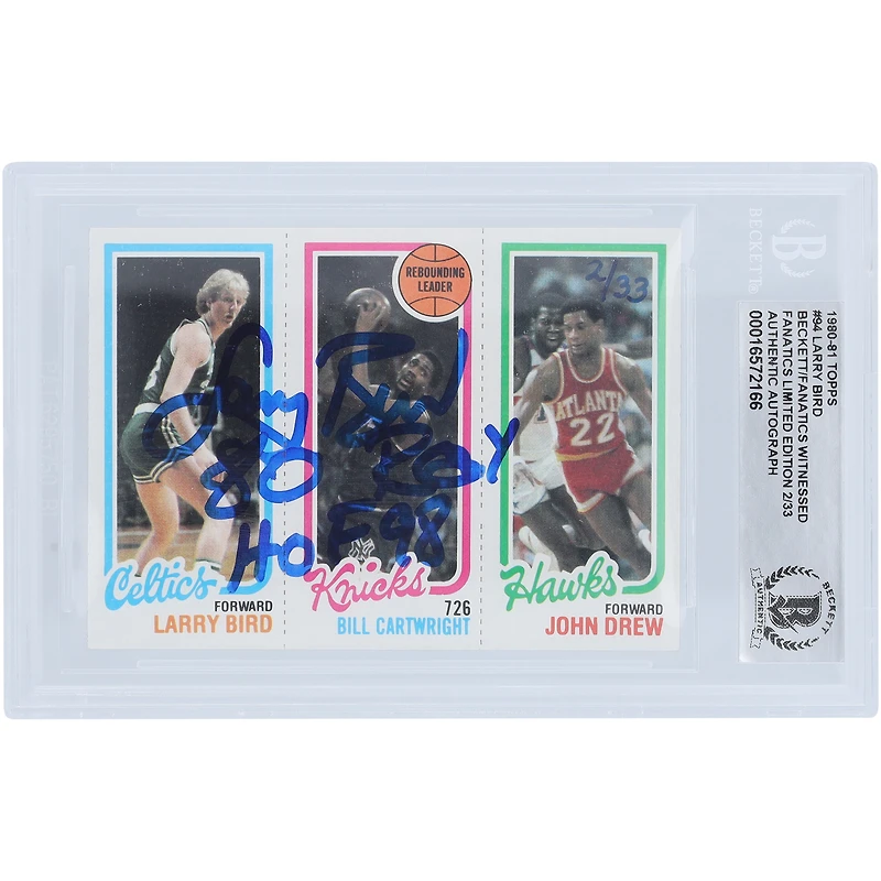 Carte de recrue authentifiée avec plusieurs inscriptions signée par Larry Bird Boston Celtics 1980-81 Topps #94 #/33 Beckett Fanatics
