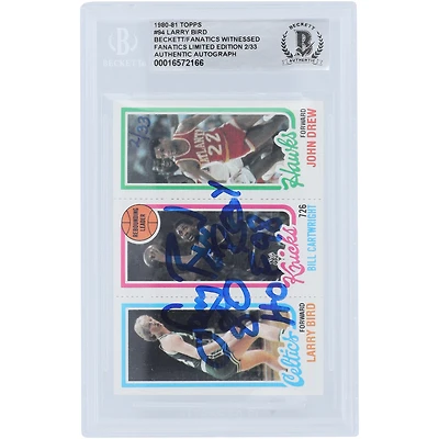 Carte de recrue authentifiée avec plusieurs inscriptions signée par Larry Bird Boston Celtics 1980-81 Topps #94 #/33 Beckett Fanatics