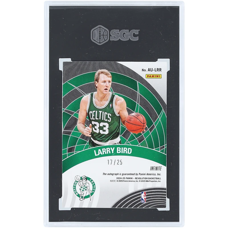 Larry Bird Boston Celtics Autographed 2024-25 Panini Revolution Infinite #AU-LRR #17/25 SGC Authenticated 9 Card