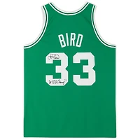 Maillot authentique autographié par Larry Bird Boston Celtics Mitchell & Ness 1985-1986 vert avec inscription « 3x NBA Champ » - Édition limitée à 133 exemplaires