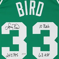 Maillot authentique dédicacé par Larry Bird Boston Celtics Mitchell & Ness 1985-1986 vert avec inscriptions multiples - Édition limitée à 33 exemplaires