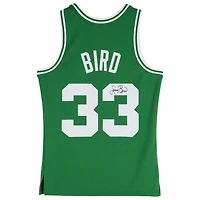 Maillot Swingman Mitchell & Ness vert autographié par Larry Bird des Boston Celtics