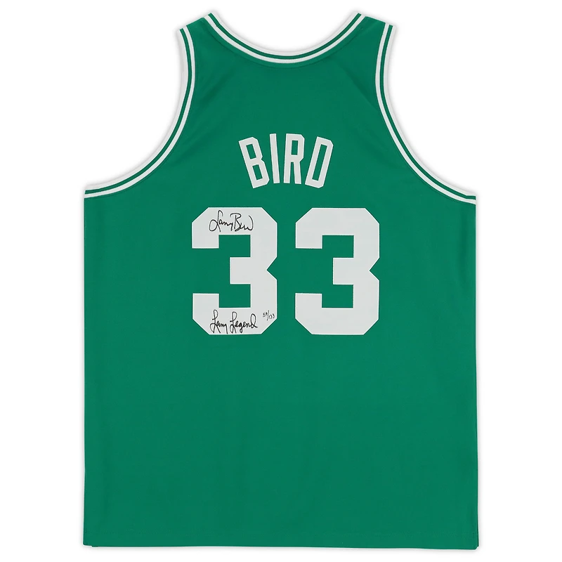 Larry Bird Boston Celtics Autographed Mitchell & Ness Kelly Green 1985-86 Authentic Jersey with "Larry Legend" Inscription - Limited Edition of 133