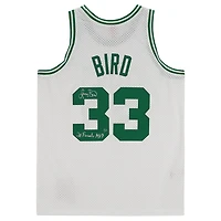 Larry Bird Boston Celtics Autographed Mitchell & Ness White 1985-86 Swingman Jersey with "2x Finals MVP" Inscription - Limited Edition of 33