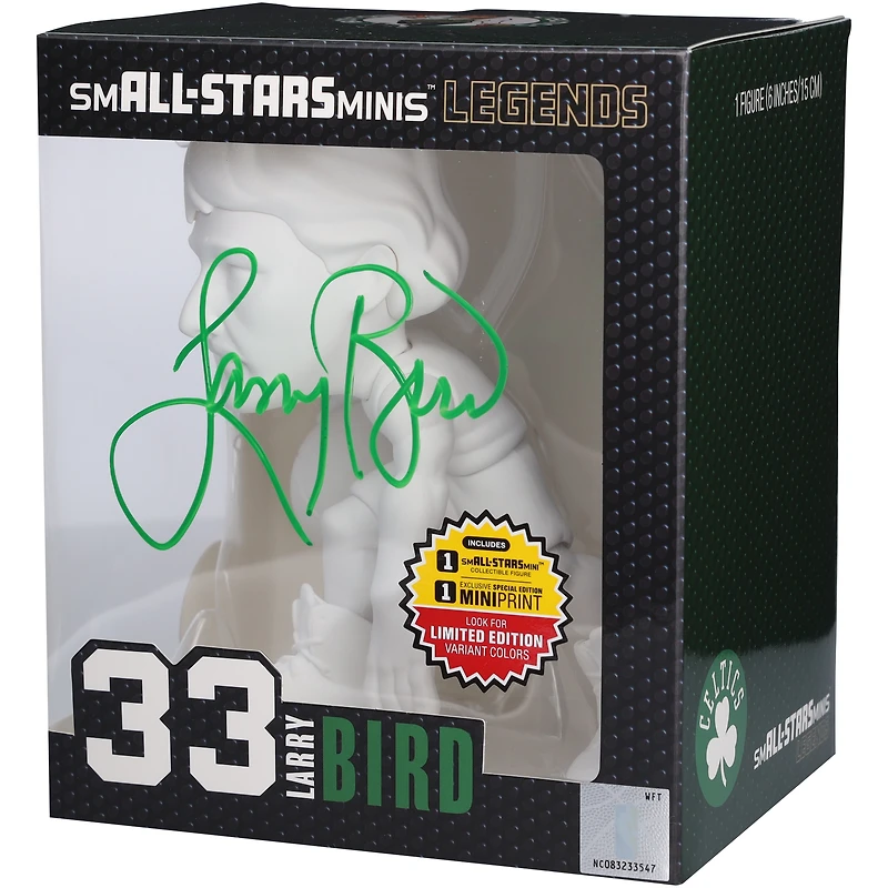 Figurine 6" de la variante White Chase de Larry Bird, autographiée par les Boston Celtics, des petits STARS