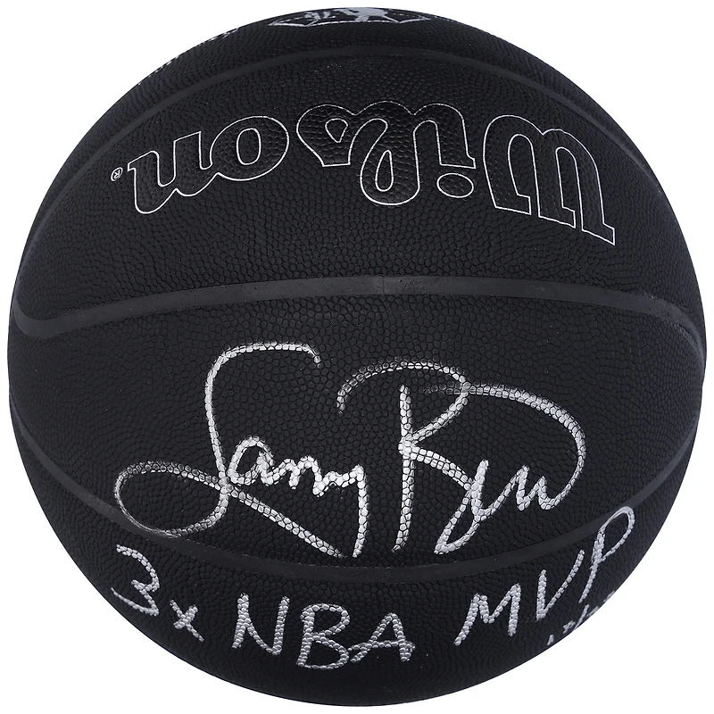 Ballon de basket noir dédicacé par Larry Bird Boston Celtics pour le 75e anniversaire de Wilson avec inscription « 3X NBA MVP » - Édition limitée à 33 exemplaires