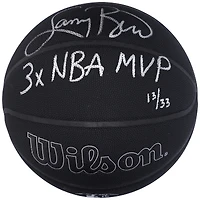 Ballon de basket noir dédicacé par Larry Bird Boston Celtics pour le 75e anniversaire de Wilson avec inscription « 3X NBA MVP » - Édition limitée à 33 exemplaires