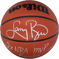 Ballon de basket-ball d'intérieur/extérieur Wilson Authentic Series autographié par Larry Bird Boston Celtics avec inscription « 2X NBA FINALS MVP » - Édition limitée à 33 exemplaires