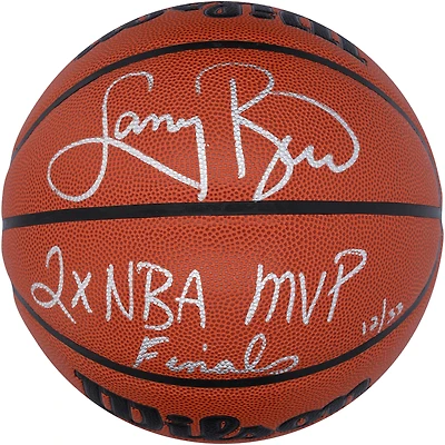 Ballon de basket-ball d'intérieur/extérieur Wilson Authentic Series autographié par Larry Bird Boston Celtics avec inscription « 2X NBA FINALS MVP » - Édition limitée à 33 exemplaires