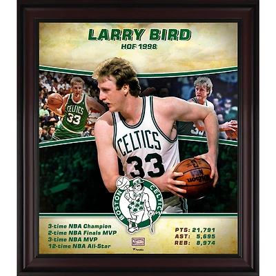 Collage de joueurs encadré en bois dur de 15" x 17" des Celtics de Boston, Larry Bird