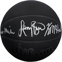 Larry Bird, Robert Parish & Kevin McHale Boston Celtics Autographed Wilson 75th Anniversary Logo Black Basketball
