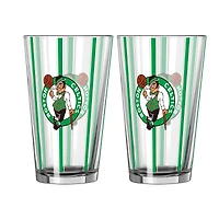 Ensemble de deux verres à bière rayés de 473 ml (16 oz) Logo Brands Boston Celtics