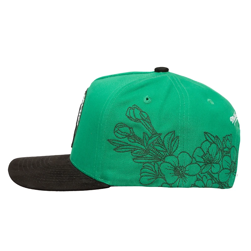 Casquette ajustable Mitchell & Ness Kelly verte/noire pour homme Boston Celtics May Flowers