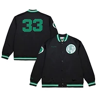 Men's Mitchell & Ness Larry Bird Black Boston Celtics NBA Legends Full-Snap Satin Jacket