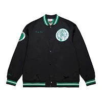 Men's Mitchell & Ness Larry Bird Black Boston Celtics NBA Legends Full-Snap Satin Jacket