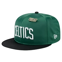Men's New Era  Kelly Green/Black Boston Celtics Throwback Satin Vintage Pin Two-Tone 59FIFTY Fitted Hat