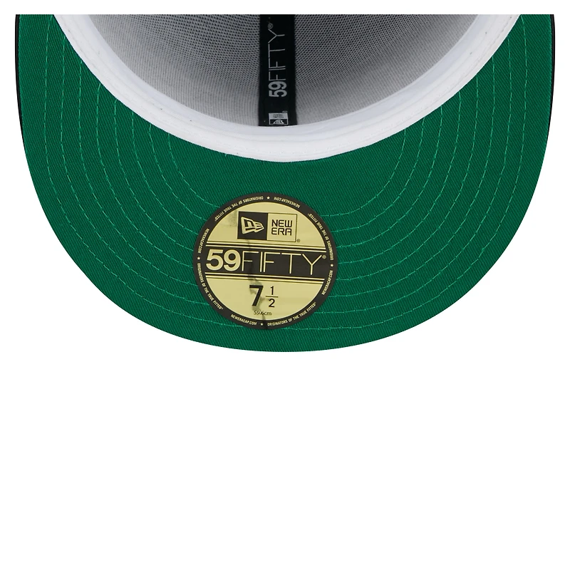 Men's New Era  Kelly Green/Black Boston Celtics Throwback Satin Vintage Pin Two-Tone 59FIFTY Fitted Hat