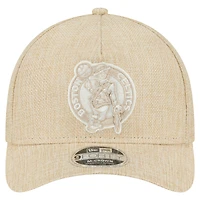 Men's New Era  Tan Boston Celtics Injection Woven A-Frame 9FORTY Adjustable Hat