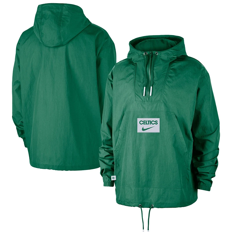 Men's Nike  Green Boston Celtics Courtside Premium Club Anorak Quarter-Zip Hoodie Jacket