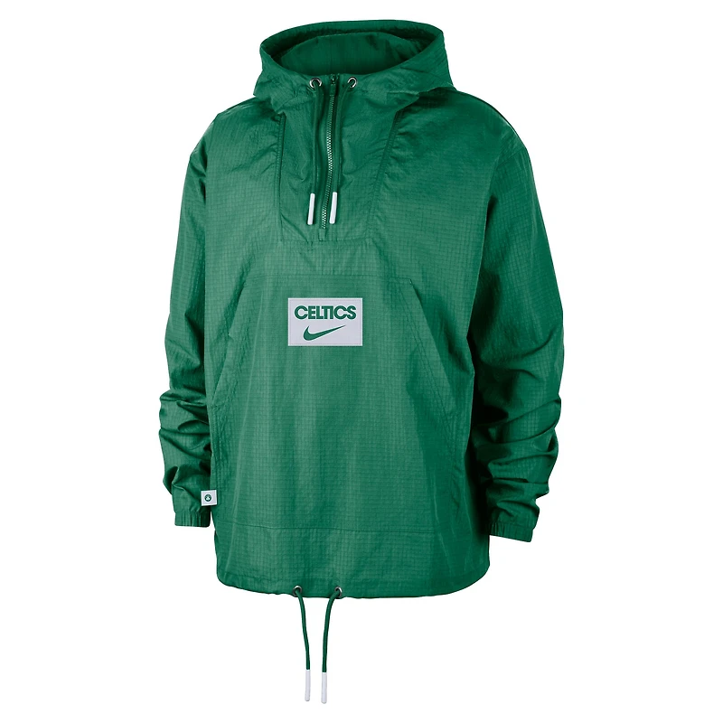 Men's Nike  Green Boston Celtics Courtside Premium Club Anorak Quarter-Zip Hoodie Jacket