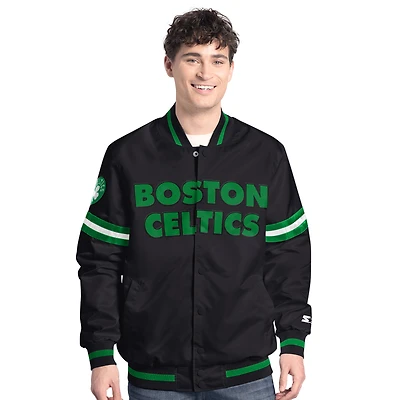 Men's Starter  Black Boston Celtics Scout Varsity Full-Snap Jacket