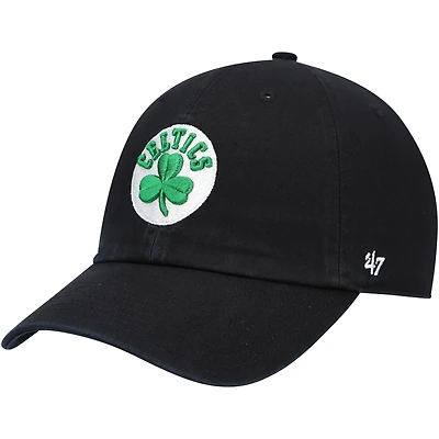 Men's '47 Black Boston Celtics Core Logo Clean Up Adjustable Hat