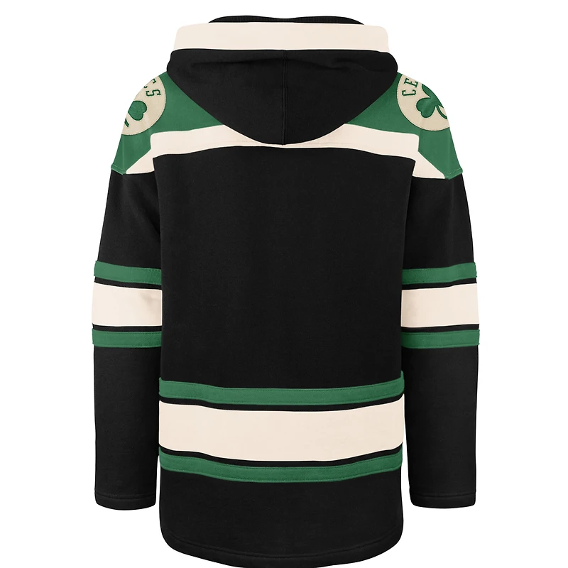 Men's '47 Black Boston Celtics Logo Superior Lacer Hoodie