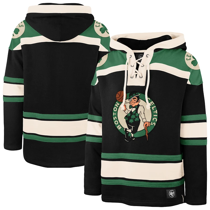 Men's '47 Black Boston Celtics Logo Superior Lacer Hoodie