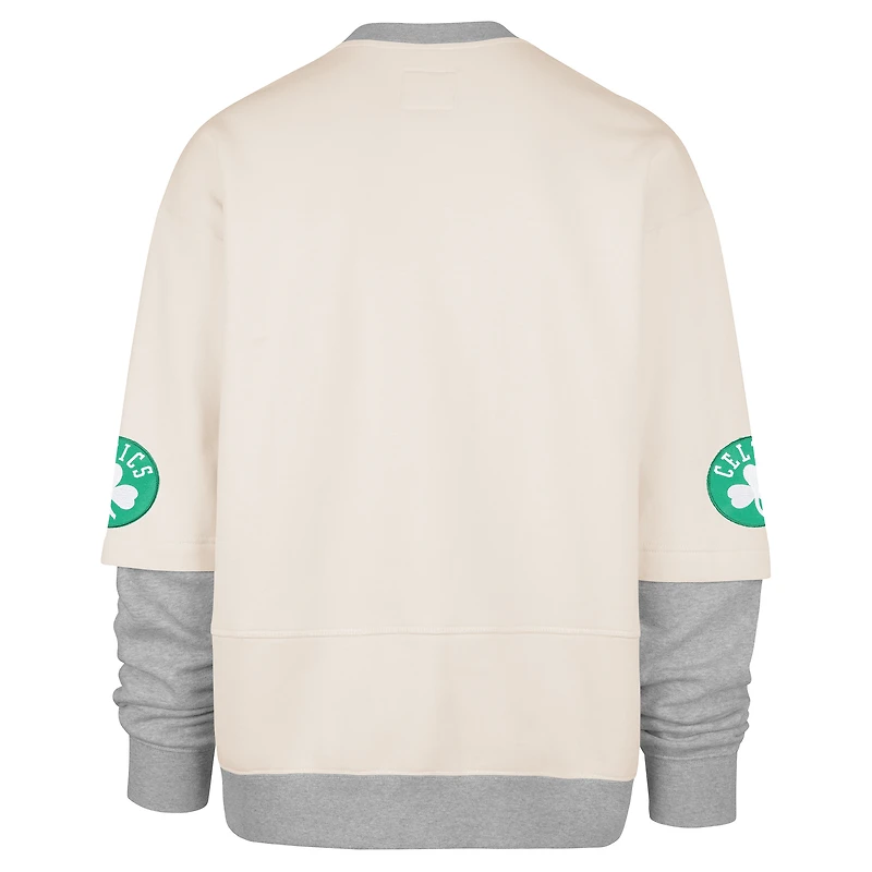 Men's '47 Cream Boston Celtics Crossover Collection Trifecta Double Layered Fleece Sweatshirt