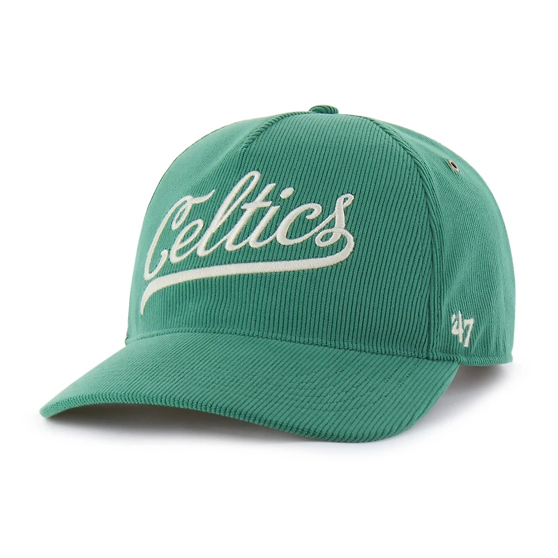 Casquette ajustable en velours côtelé décontracté « Kelly Green » des Boston Celtics Golden Age pour homme, modèle 47