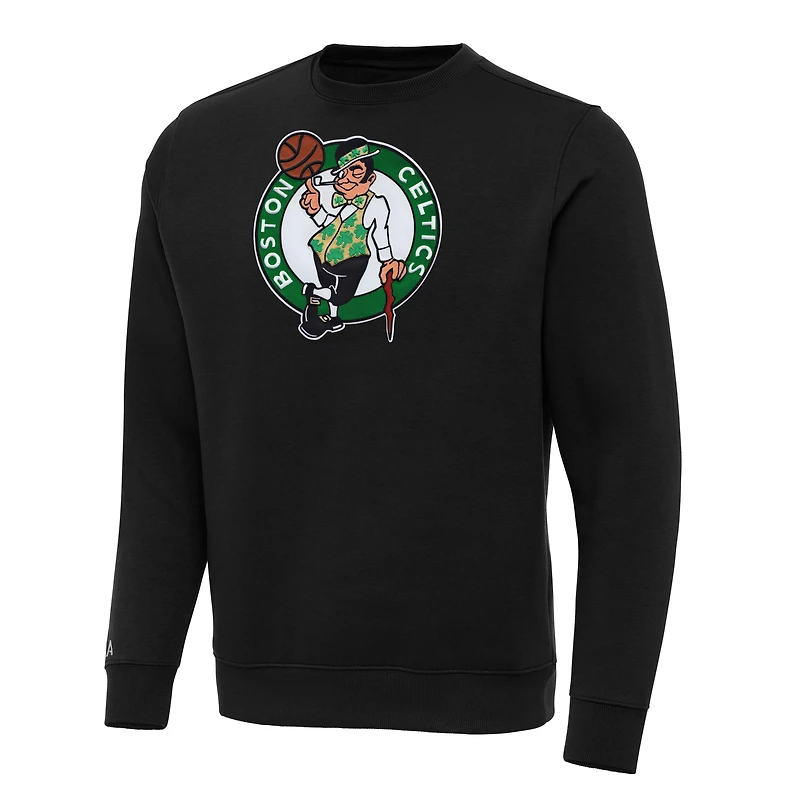 Sweat-shirt à col rond Victory noir Antigua Boston Celtics pour homme, grande taille