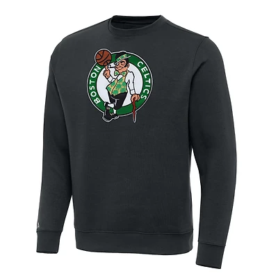 Men's Antigua Charcoal Boston Celtics Victory Crewneck Pullover Sweatshirt