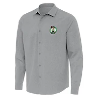 Chemise boutonnée à manches longues tissée Exposure pour homme, gris Antigua, Boston Celtics