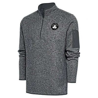 Veste zippée quart de tour Antigua Heather Grey pour homme avec logo métallisé des Celtics Boston