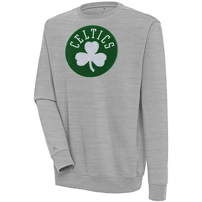 Sweat-shirt à col rond Victory Antigua gris chiné pour homme des Boston Celtics