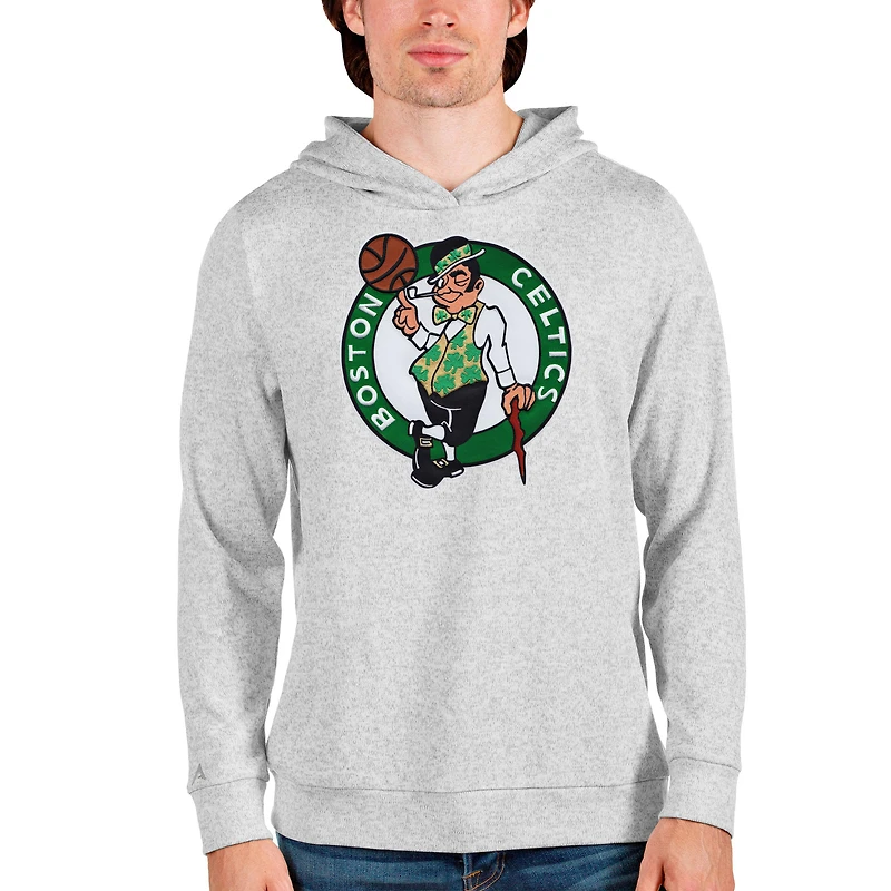 Sweat à capuche gris chiné Antigua pour homme avec logo Absolute des Boston Celtics