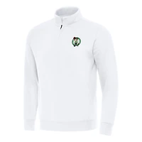 Men's Antigua  White Boston Celtics Victory Quarter-Zip Mock Sweatshirt