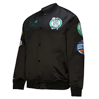 Veste zippée en satin noir pour homme de la collection Hardwood Classics Blackout des Boston Celtics