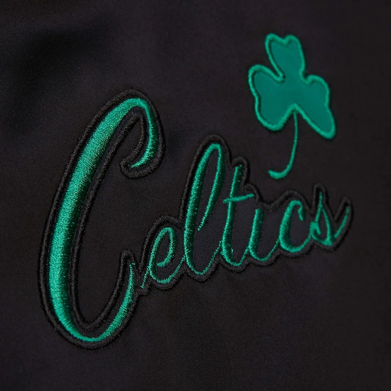Men's Black Boston Celtics Hardwood Classics Blackout Collection Satin Full-Zip Jacket
