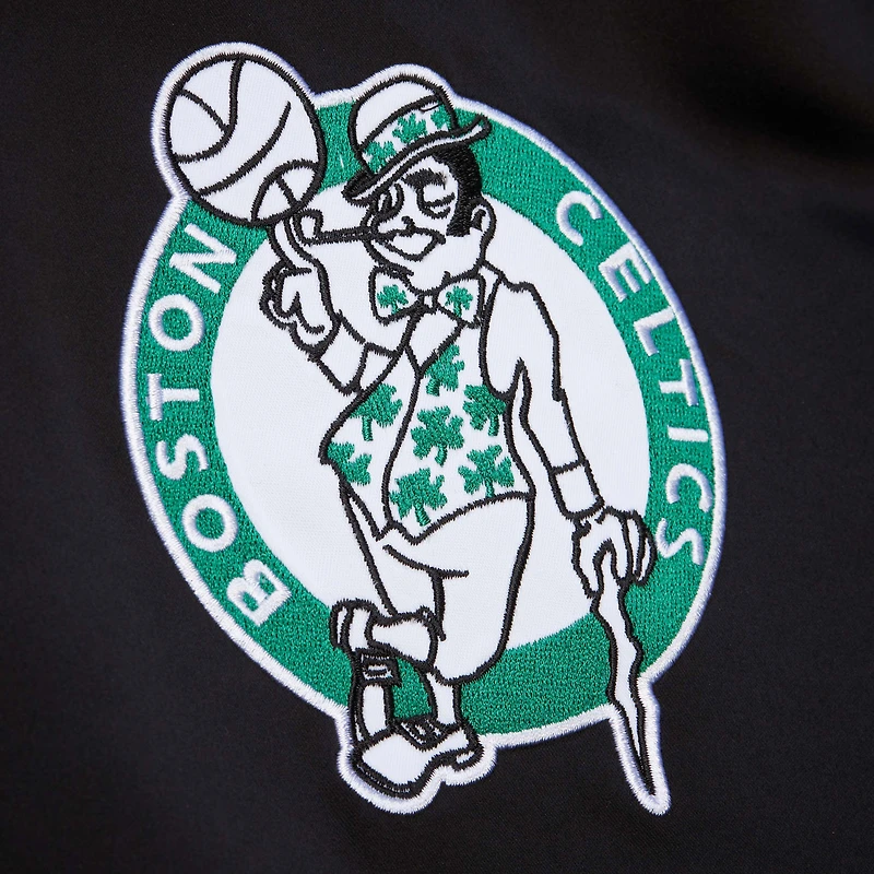 Veste zippée en satin noir pour homme de la collection Hardwood Classics Blackout des Boston Celtics