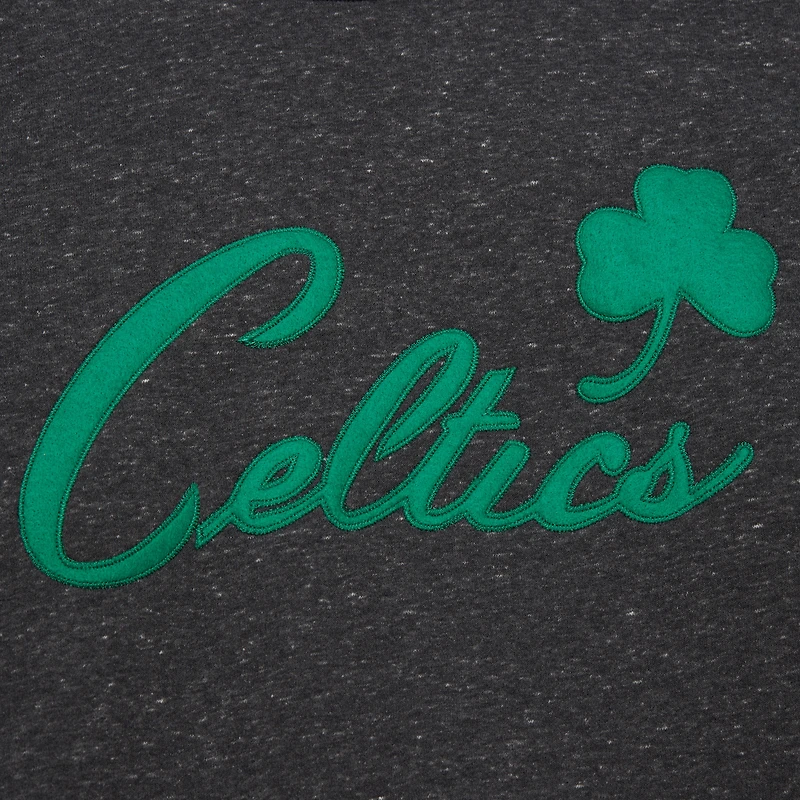 Men's Black Boston Celtics Hardwood Classics Blackout Collection Snow Washed Pullover Sweatshirt