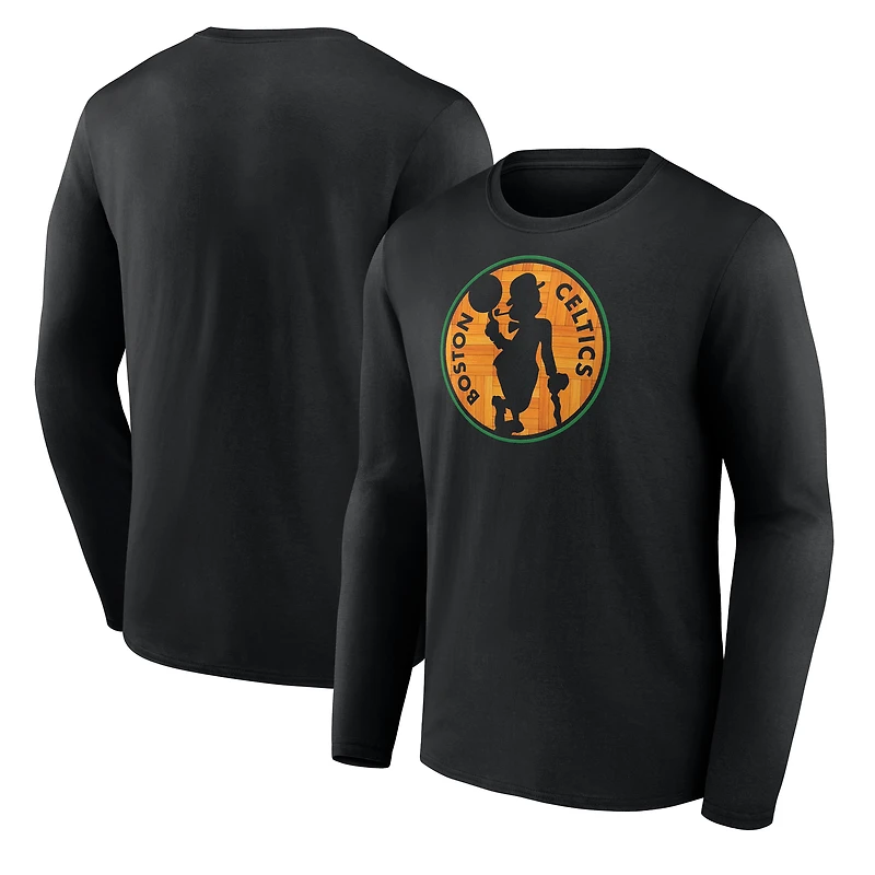 T-shirt noir à manches longues pour homme des Boston Celtics Hardwood
